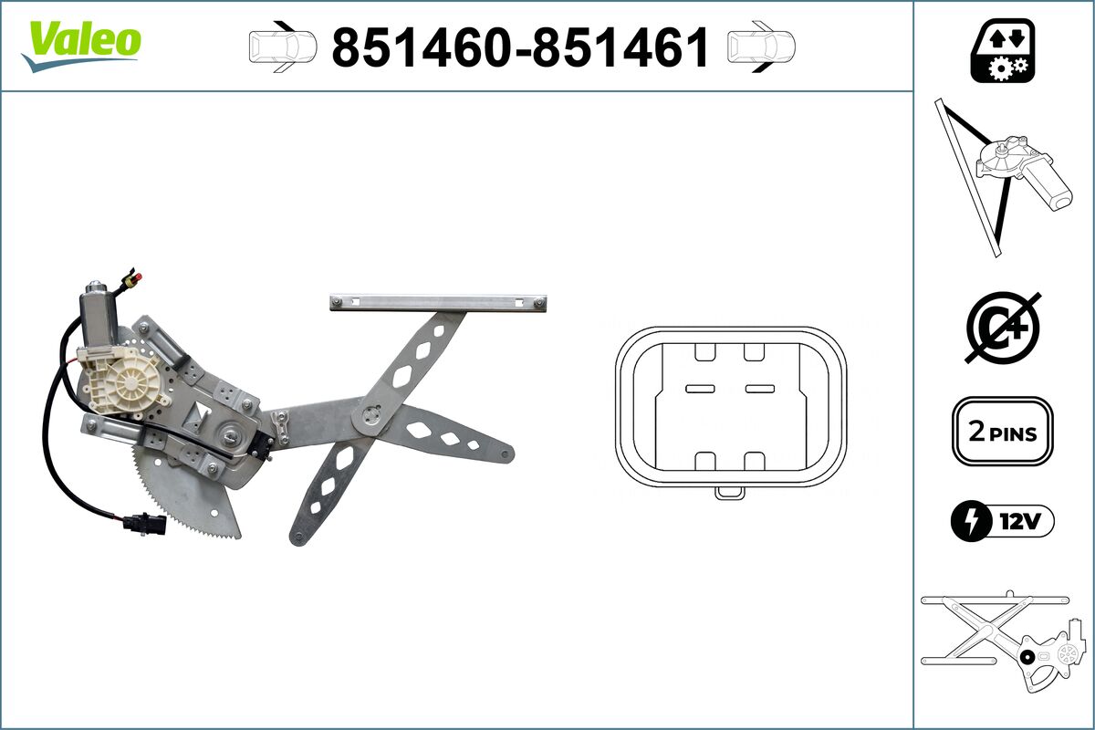 Mecanism actionare geam 851460 VALEO